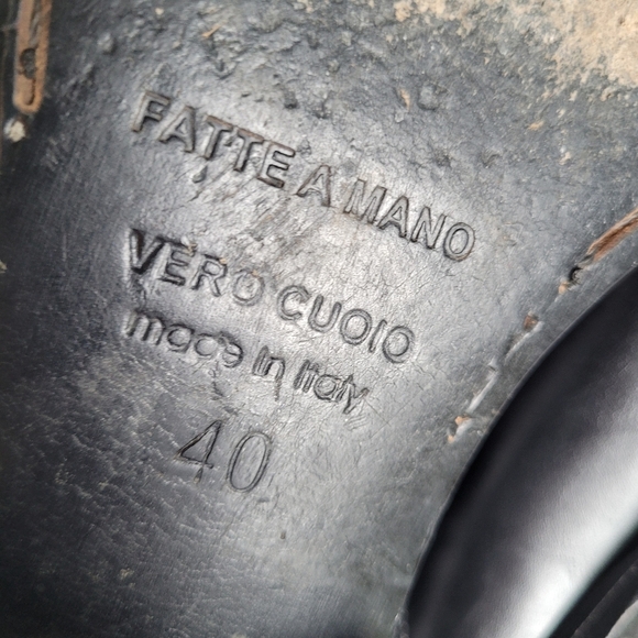 Jo Ghost Black Leather Slip On Brogues Wing Tip Handmade in Italy Size 40 - Picture 9 of 9